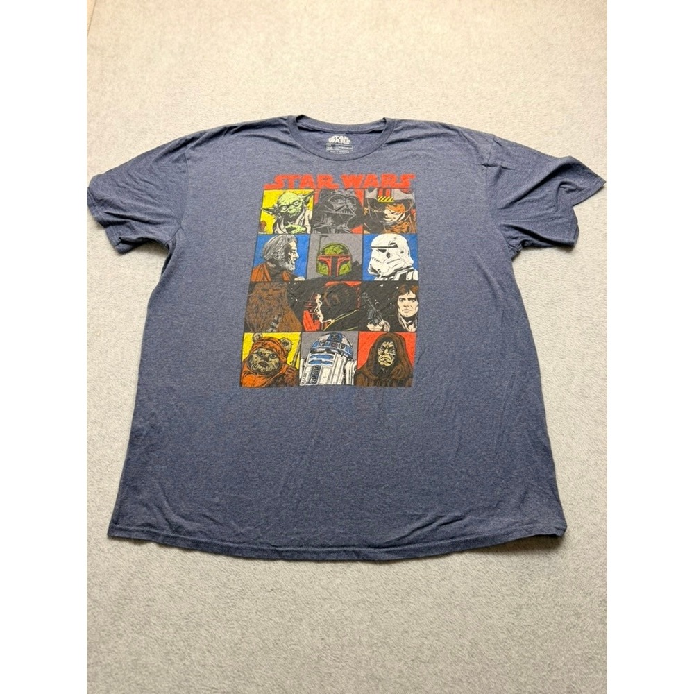 Star Wars Fifth Sun Mens 2XL Blue Heather Character Grid Graphic T-Shirt